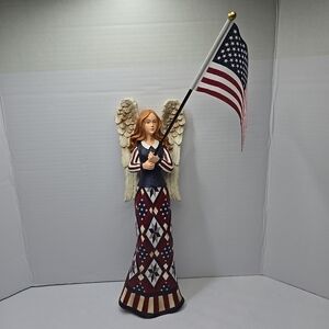 Vintage Patriotic Angel & American Flag Wall Decor Rare